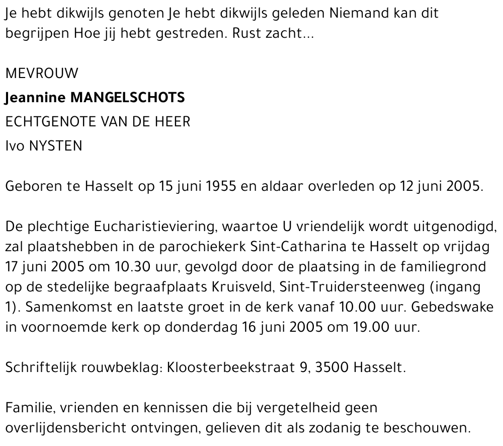 Jeannine Mangelschots