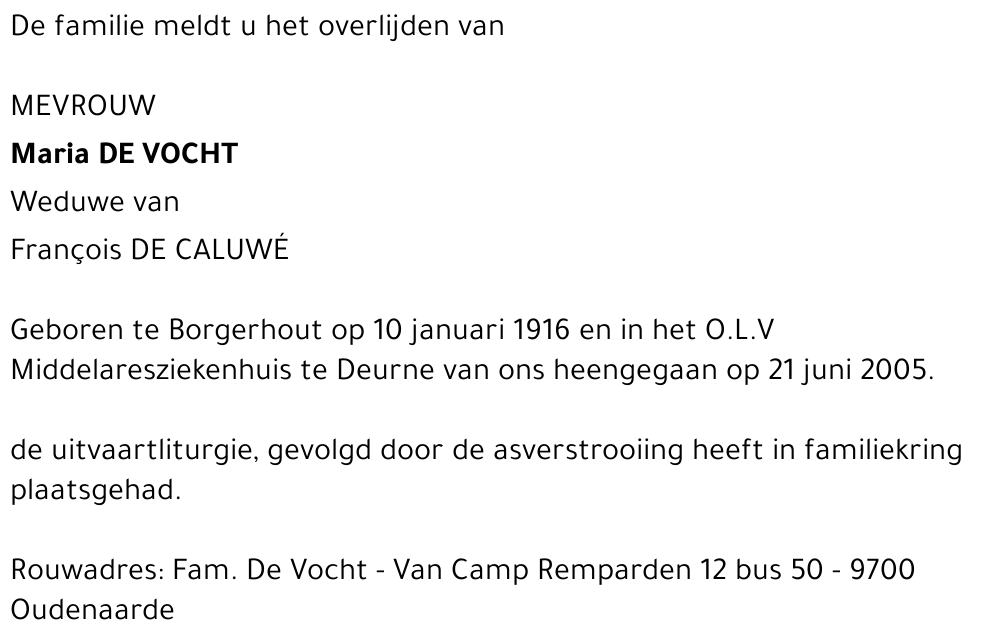 Maria De Vocht