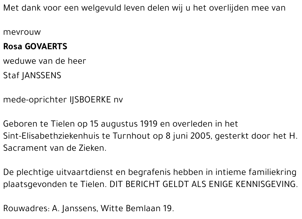 Rosa GOVAERTS