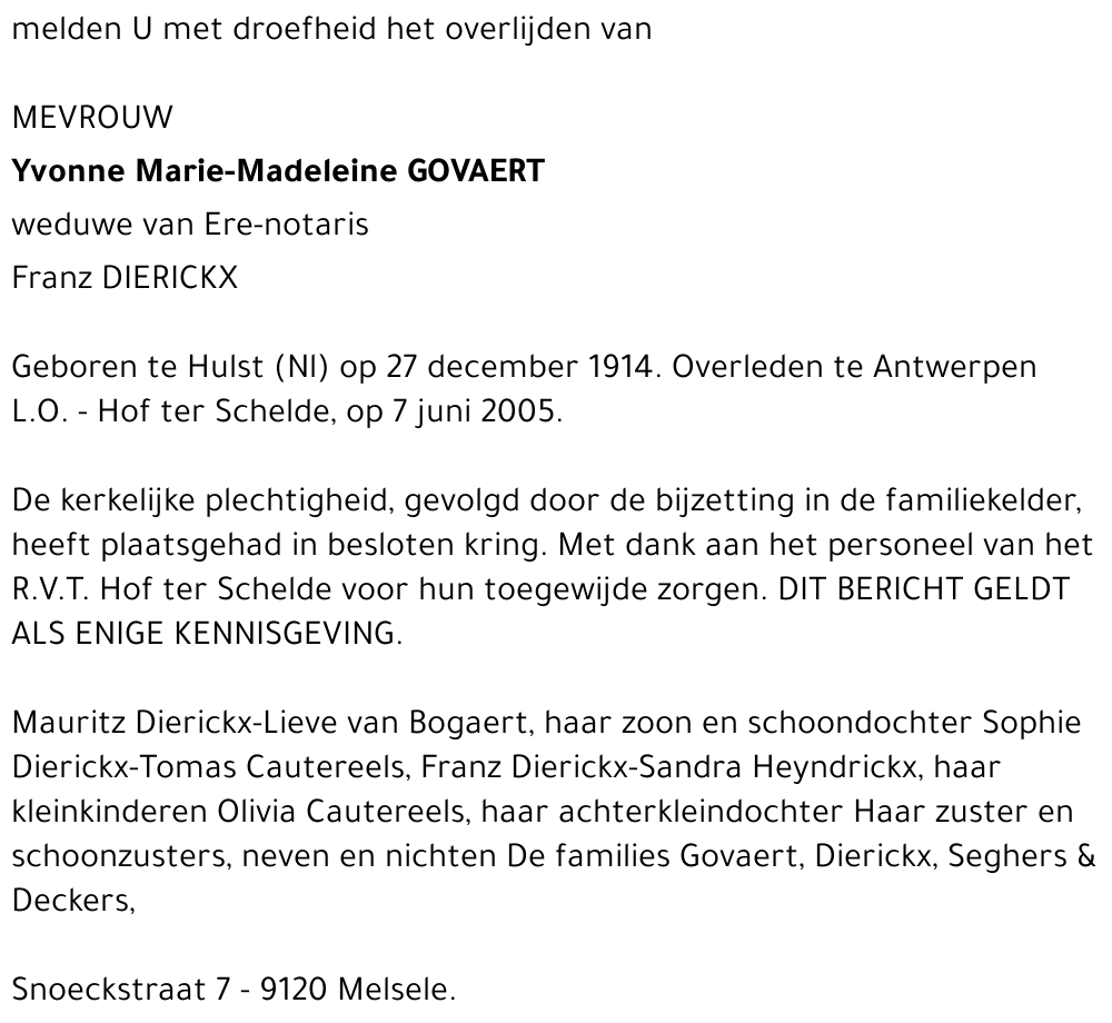 Yvonne Marie-Madeleine Govaert