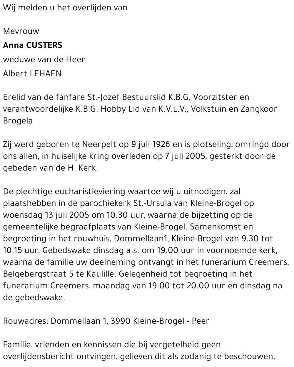 Anna CUSTERS