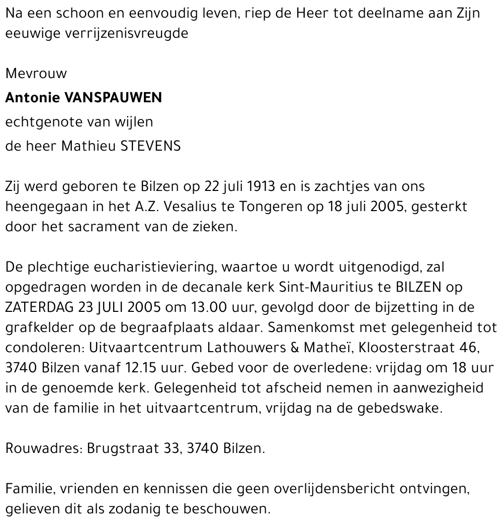 Antonie VANSPAUWEN