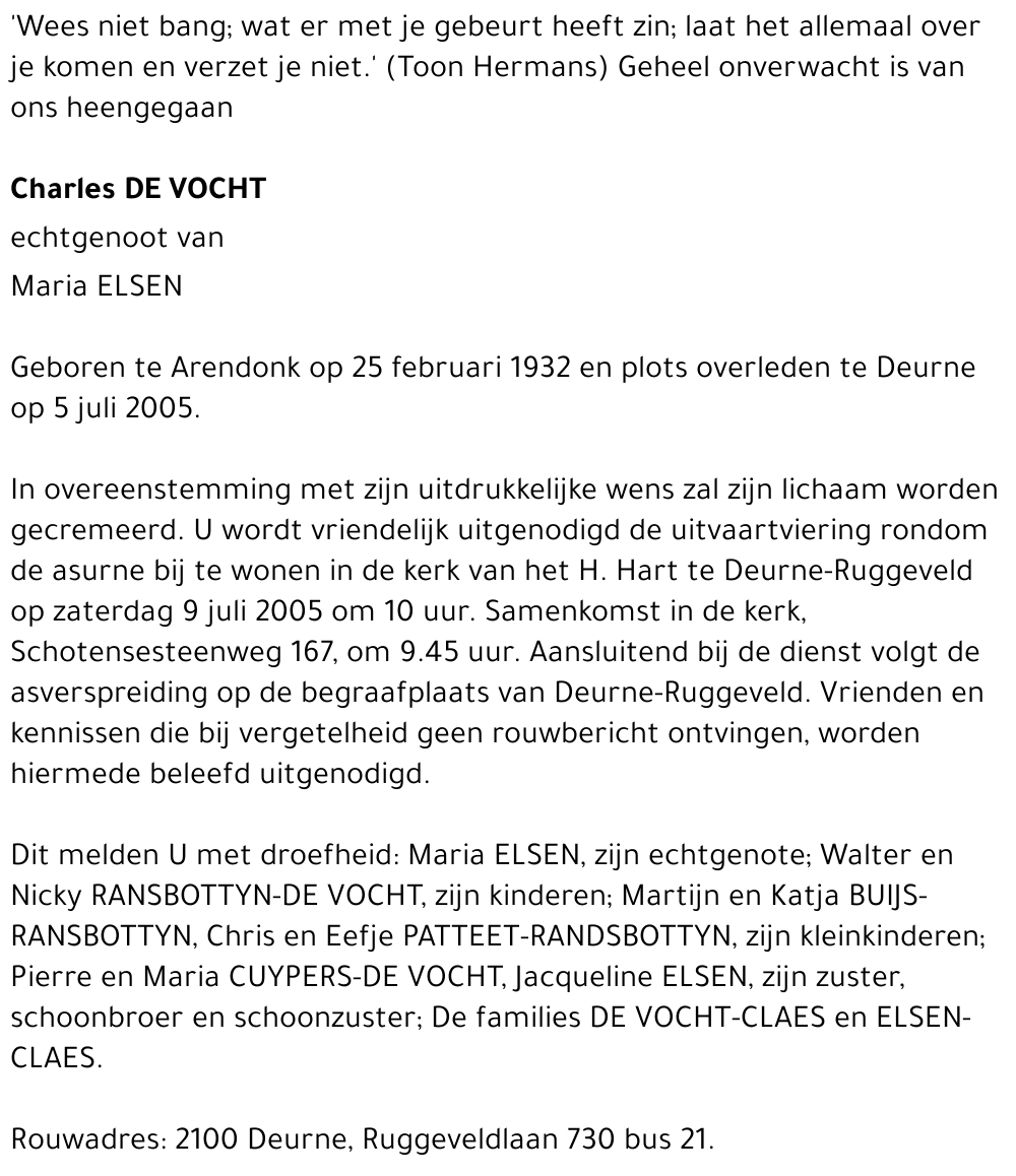 CHARLES DE VOCHT