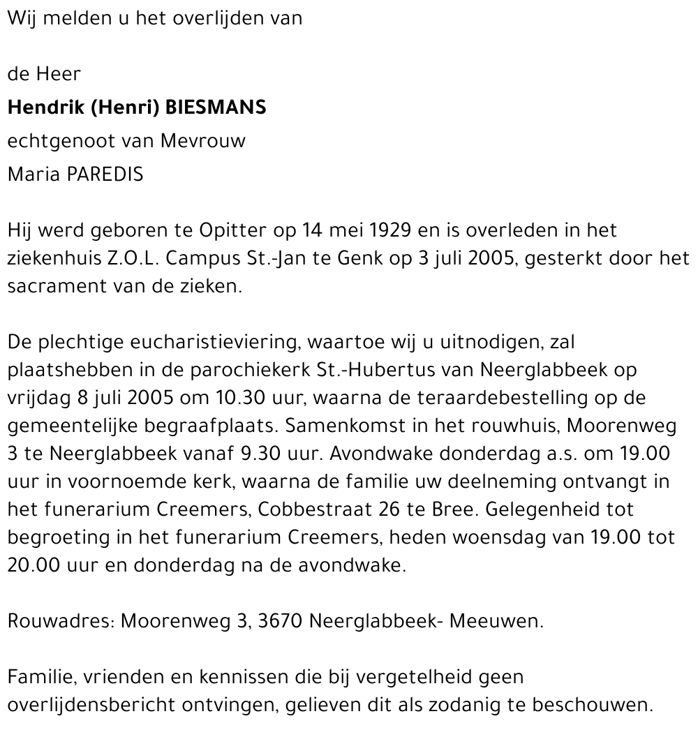 Hendrik (Henri) Biesmans