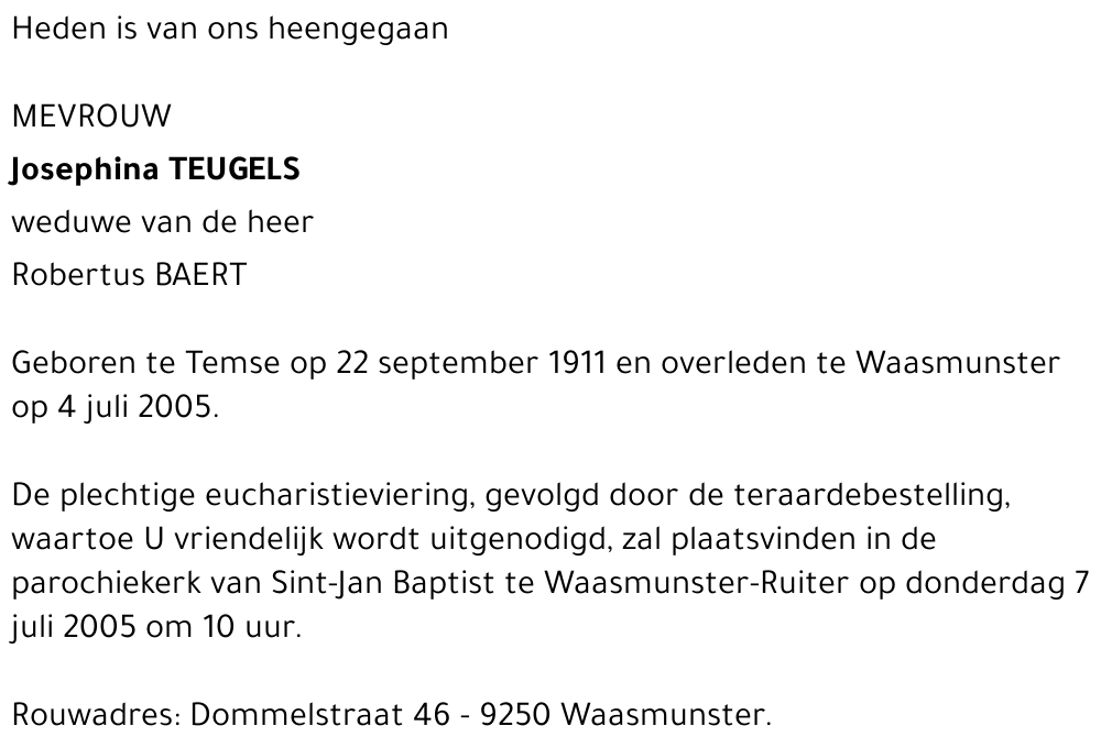 JOSEPHINA TEUGELS