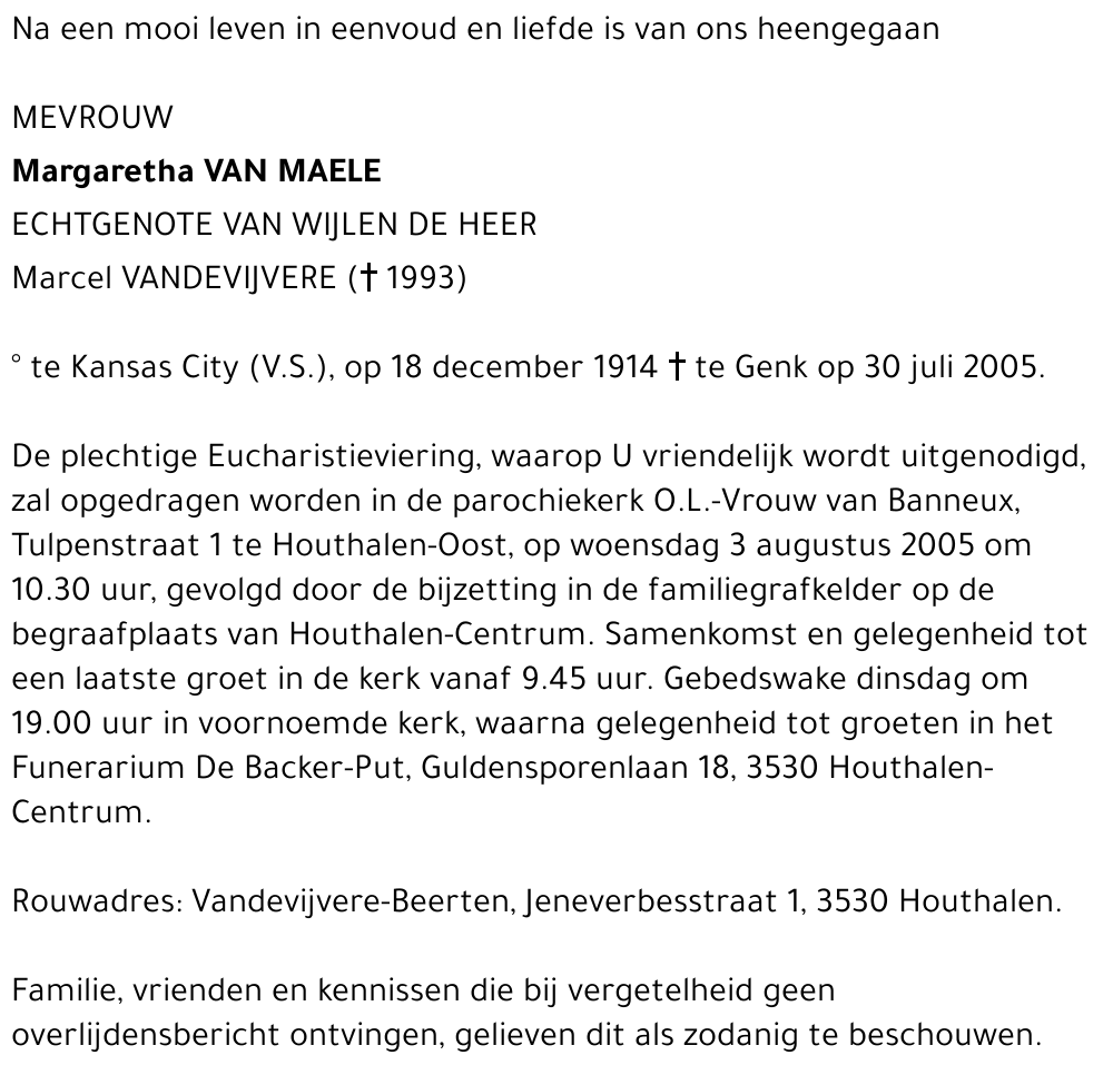 Margaretha Van Maele