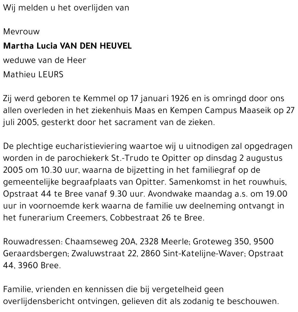 Martha Lucia Van Den Heuvel