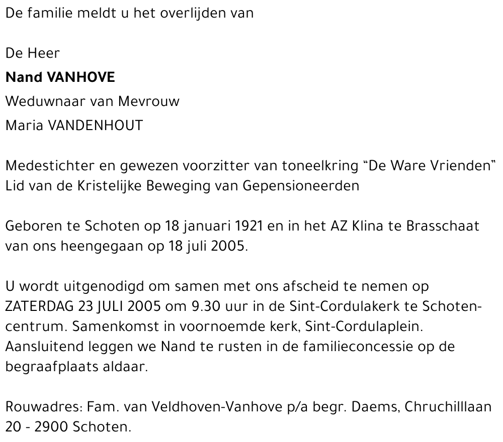 NAND VANHOVE