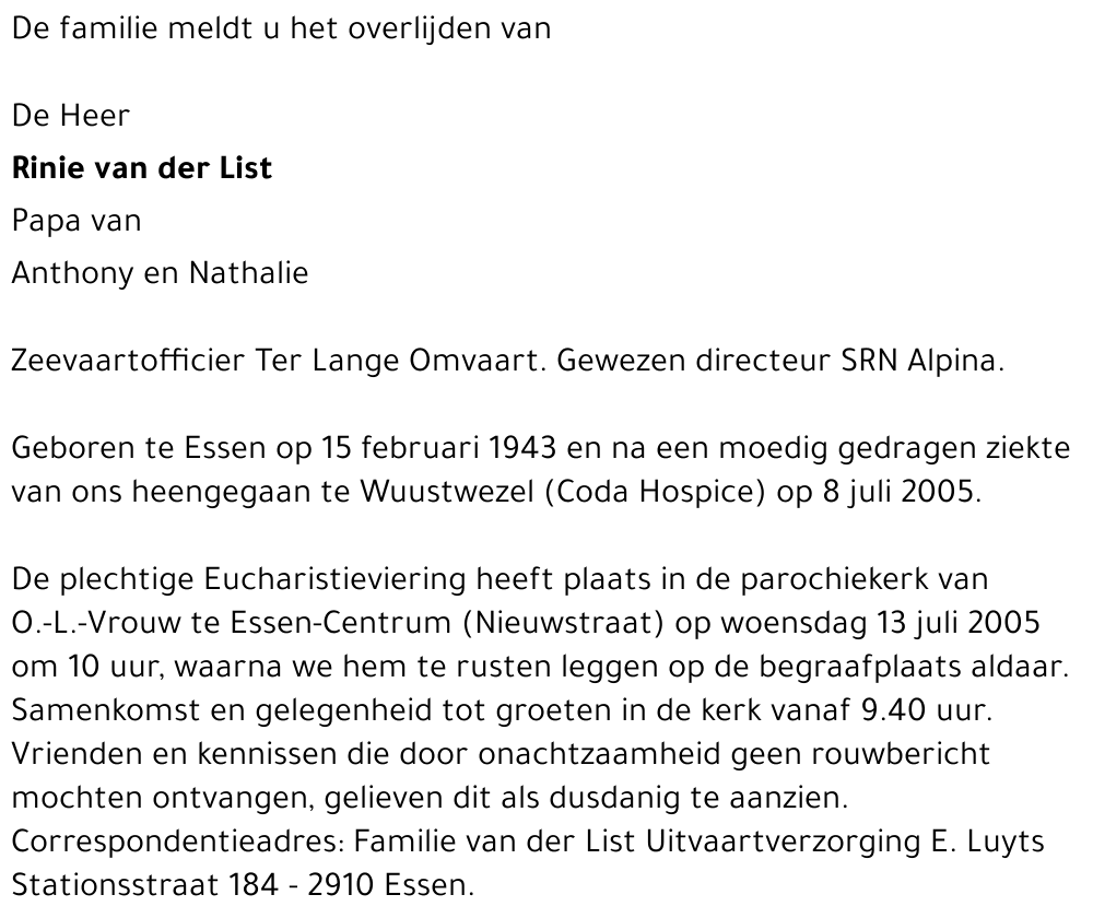 Rinie van der List