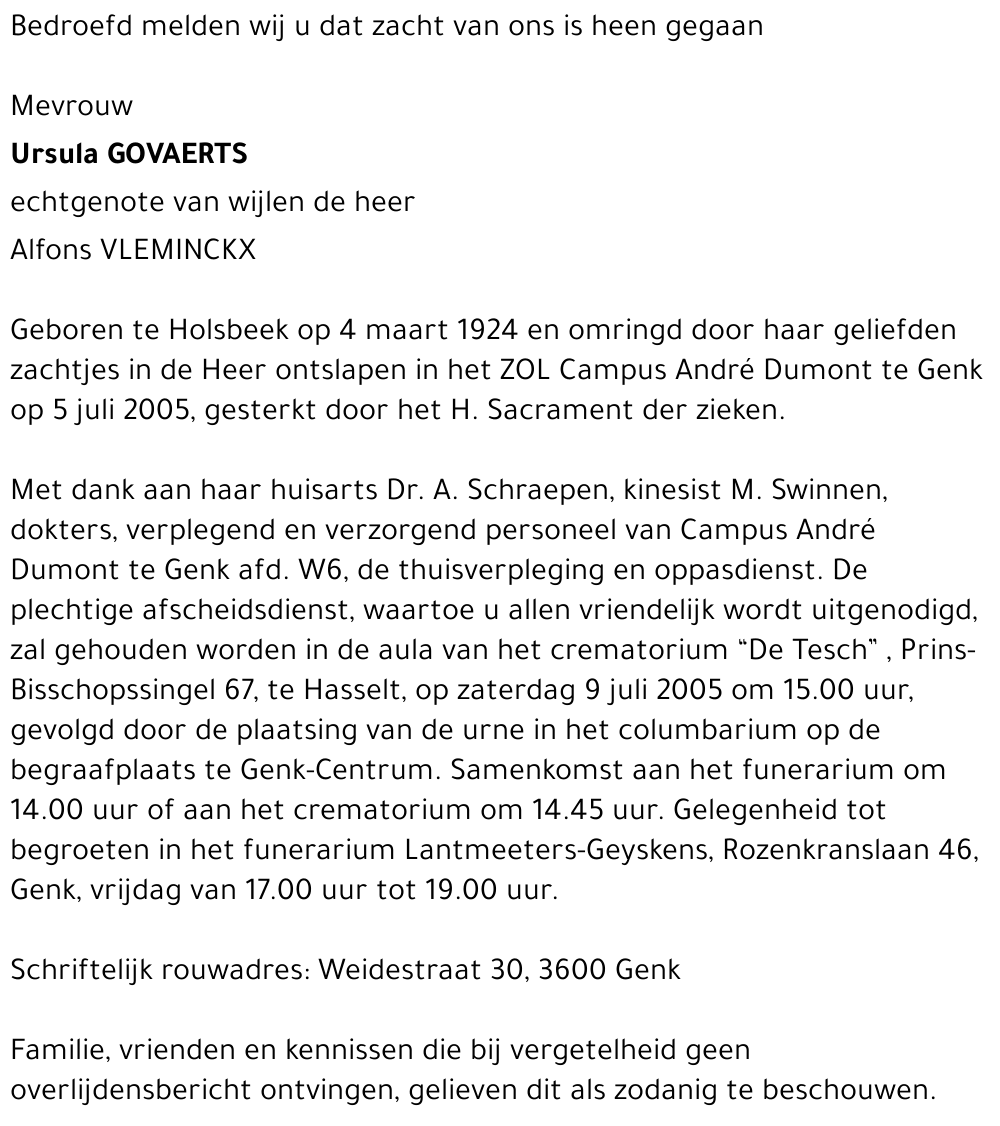 Ursula GOVAERTS