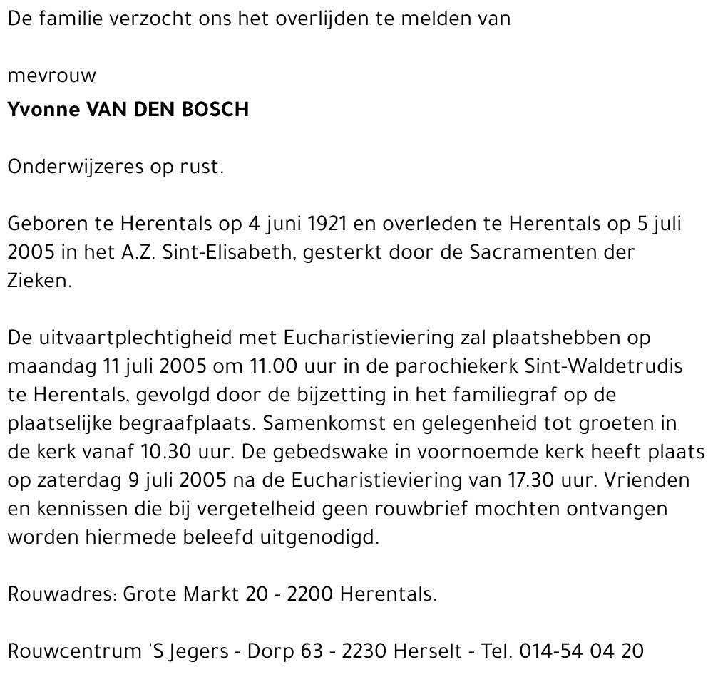 YVONNE VAN DEN BOSCH