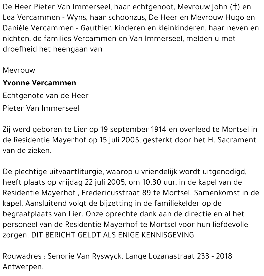 Yvonne Vercammen