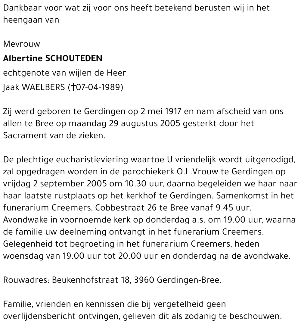 Albertine SCHOUTEDEN