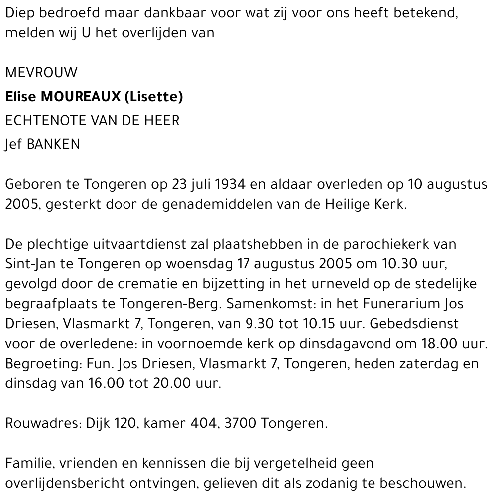 Elise (Lisette) Moureaux