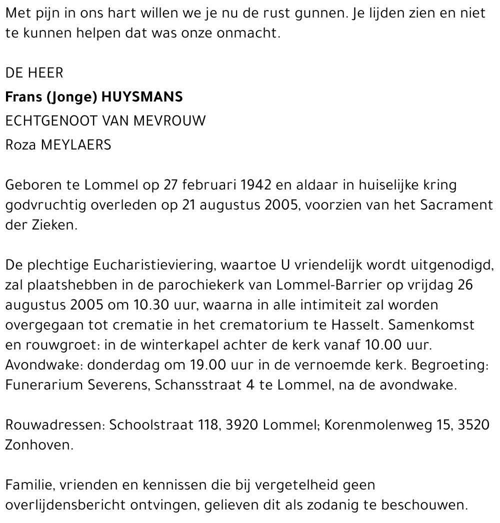 Frans (Jonge) Huysmans