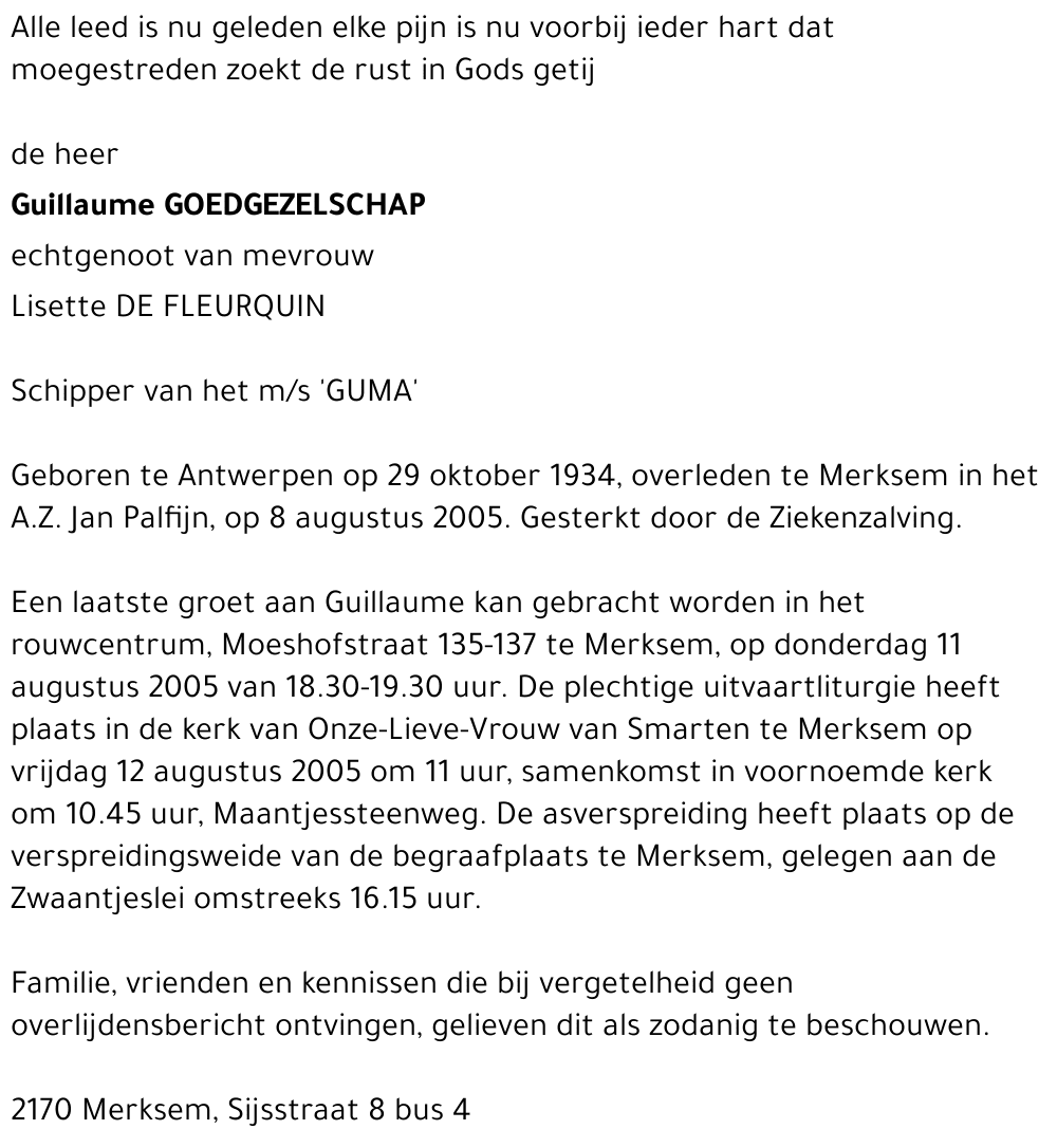 GOEDGEZELSCHAP Guillaume