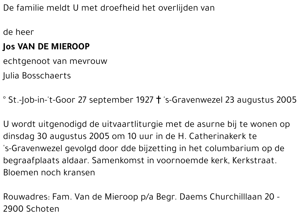 Jos Van de Mieroop