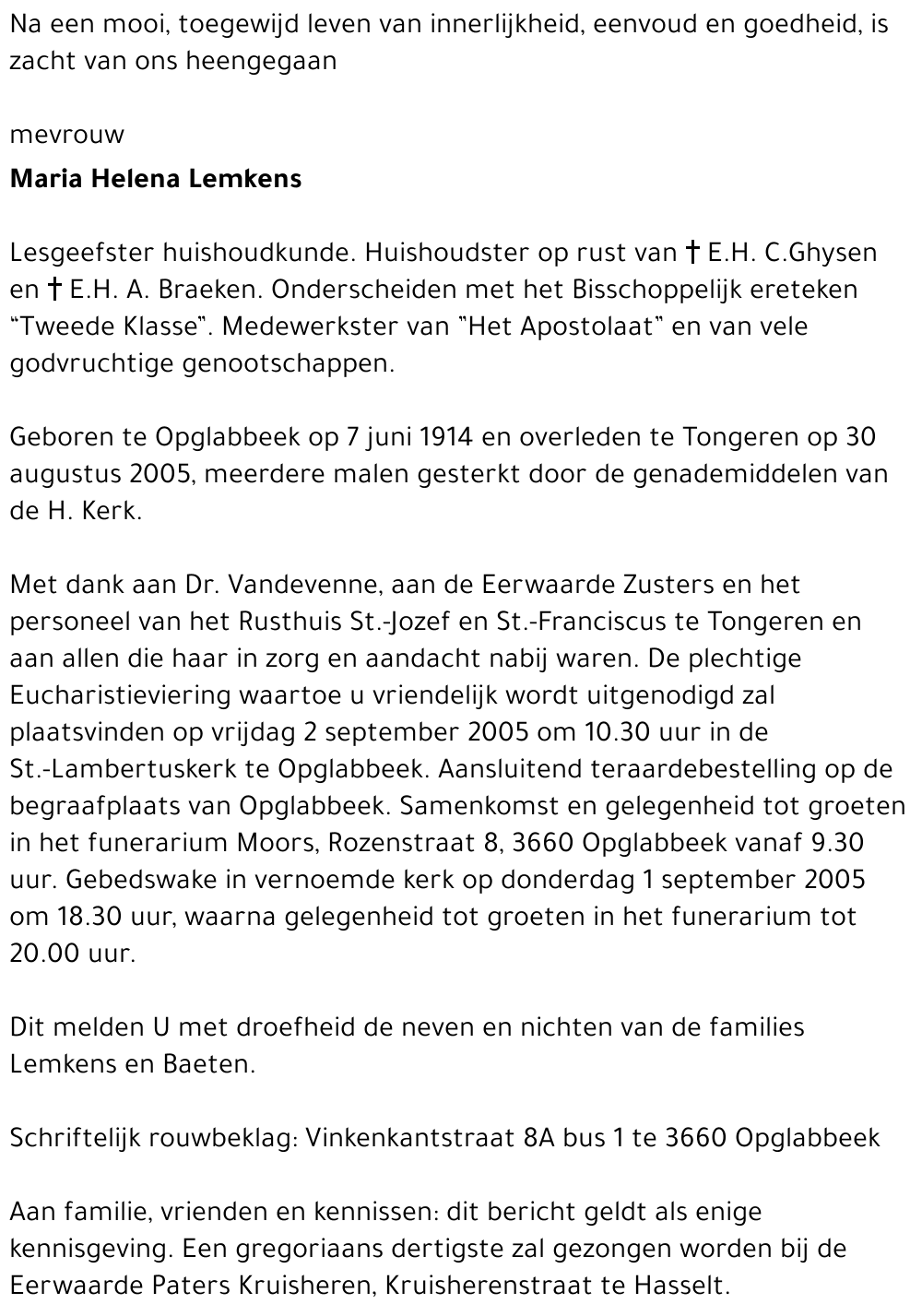 Maria Helena Lemkens