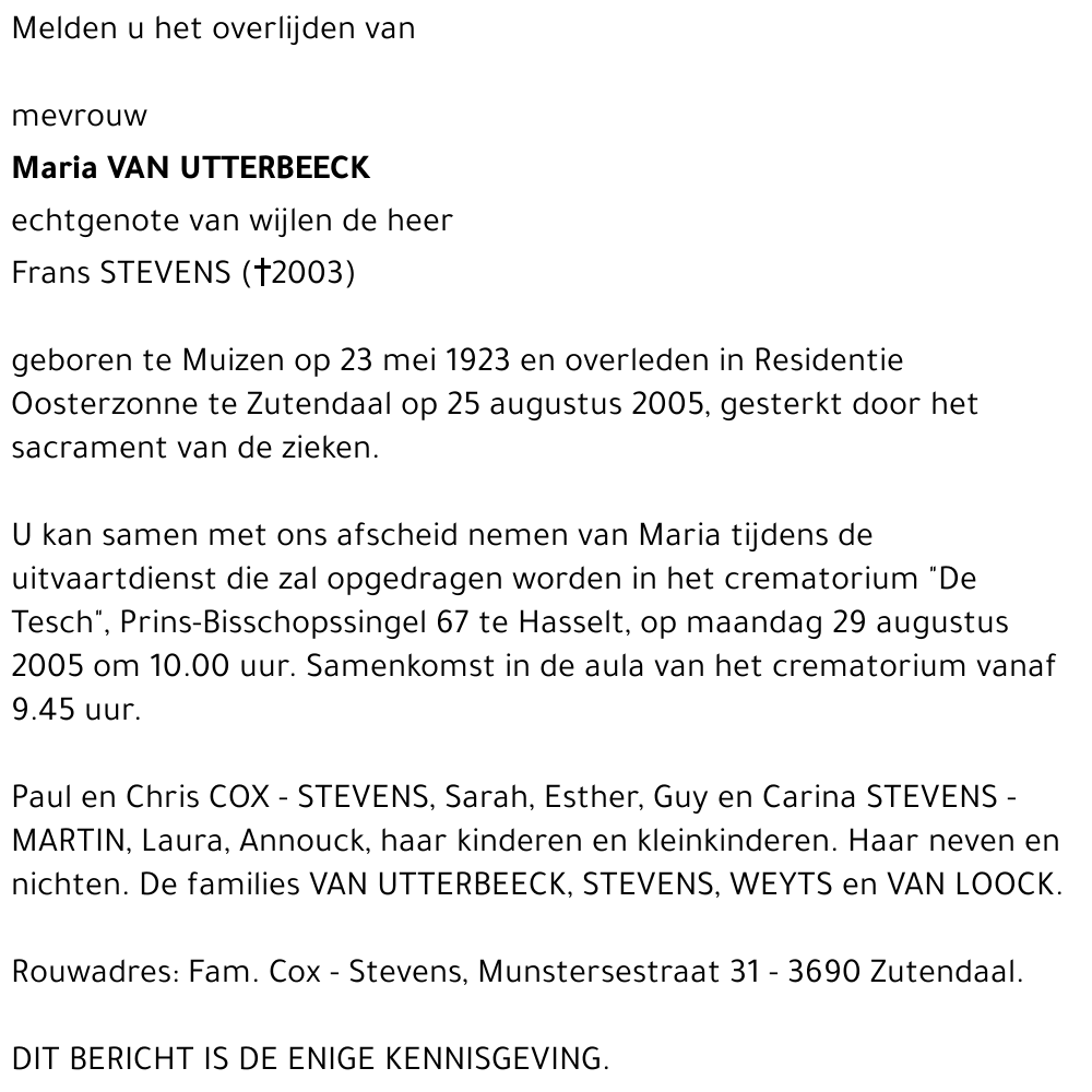 Maria Van Utterbeeck