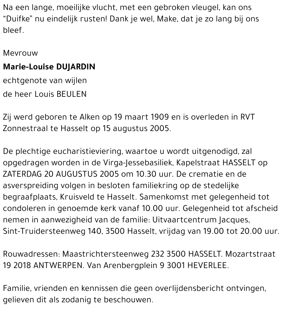 Marie-Louise DUJARDIN