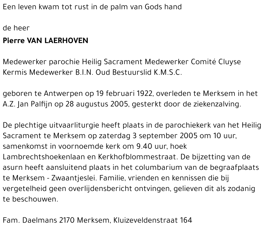 Pierre VAN LAERHOVEN