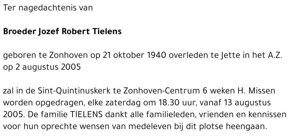 Robert (Jozef) Tielens (Broeder)