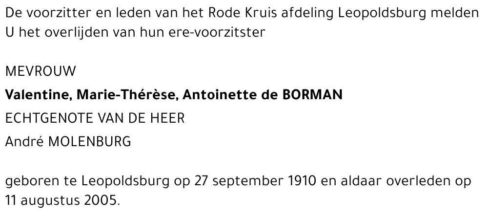 Valentine de Borman (Rode Kruis)