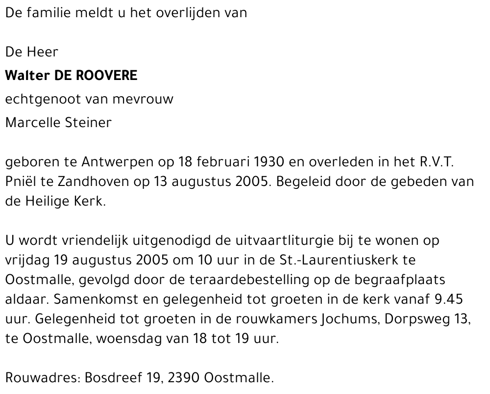 Walter De Roovere