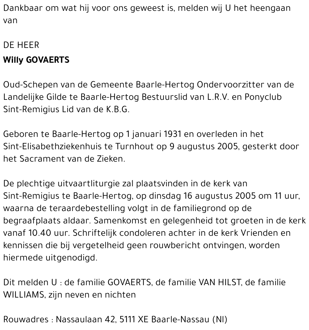 Willy GOVAERTS