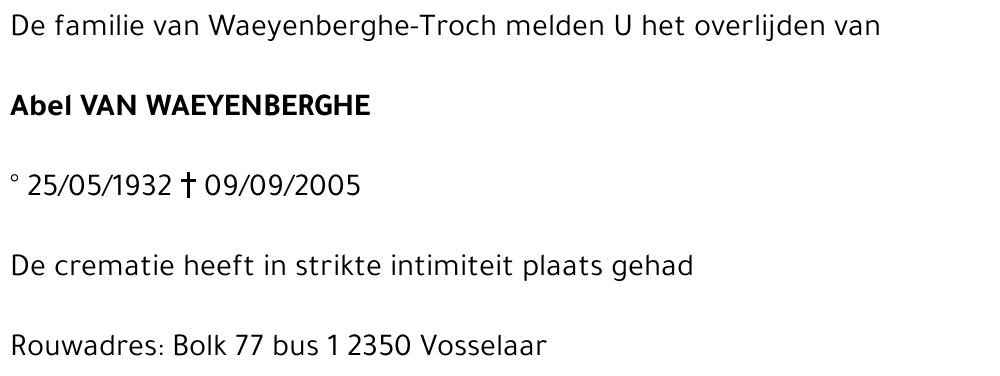 ABEL VAN WAEYENBERGHE