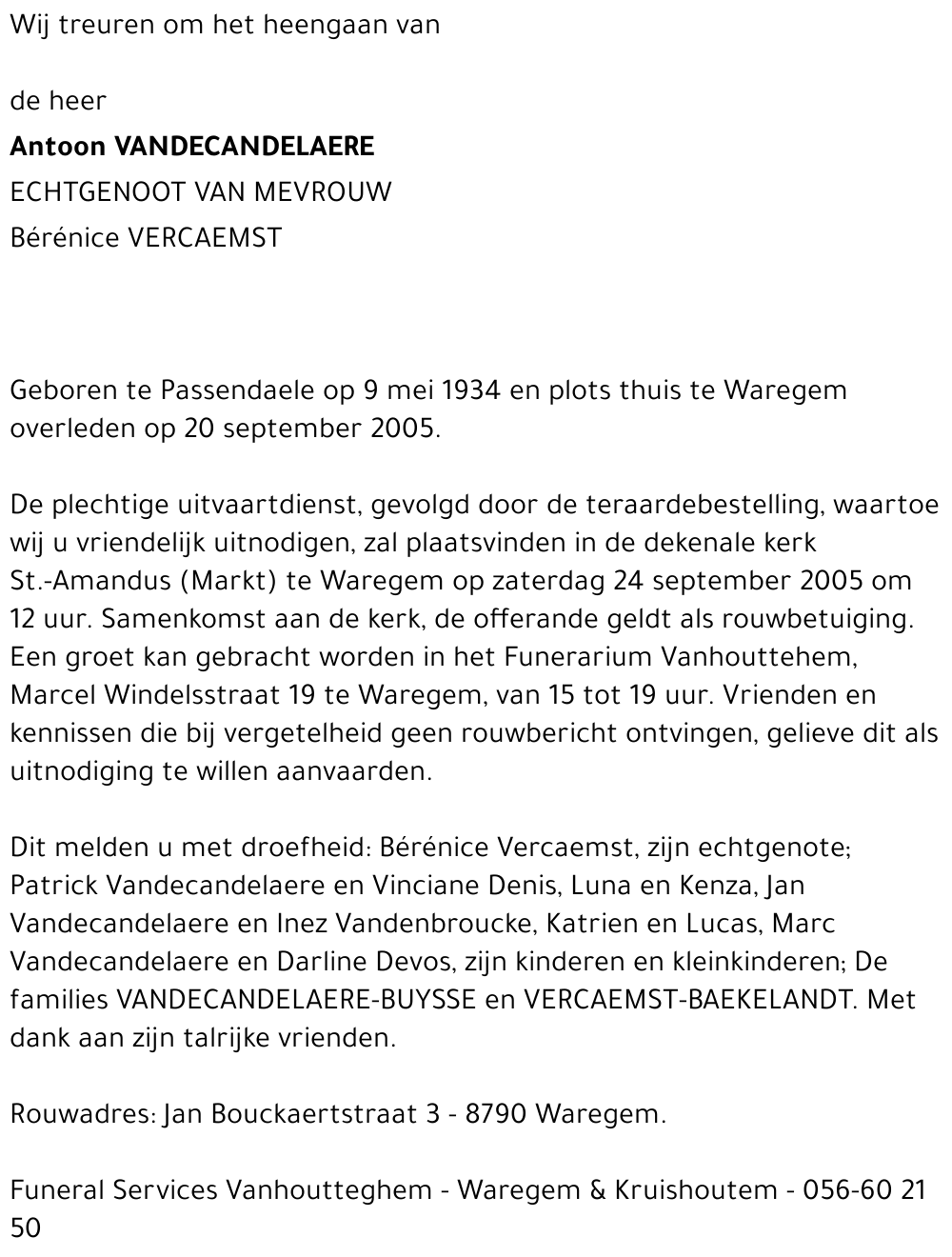 ANTOON VANDECANDELAERE