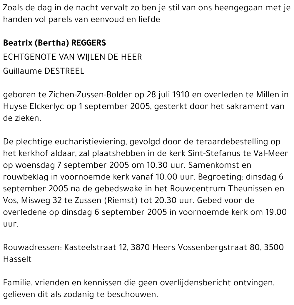 Beatrix (Bertha) Reggers