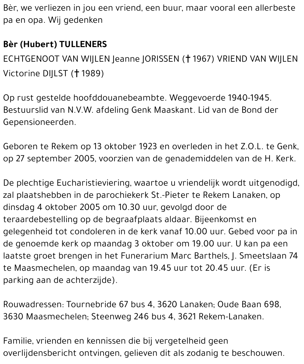 Bèr (Hubert) Tulleners