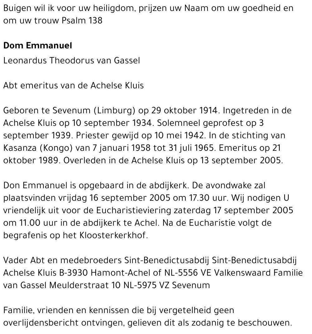 Dom Emmanuel van Gassel