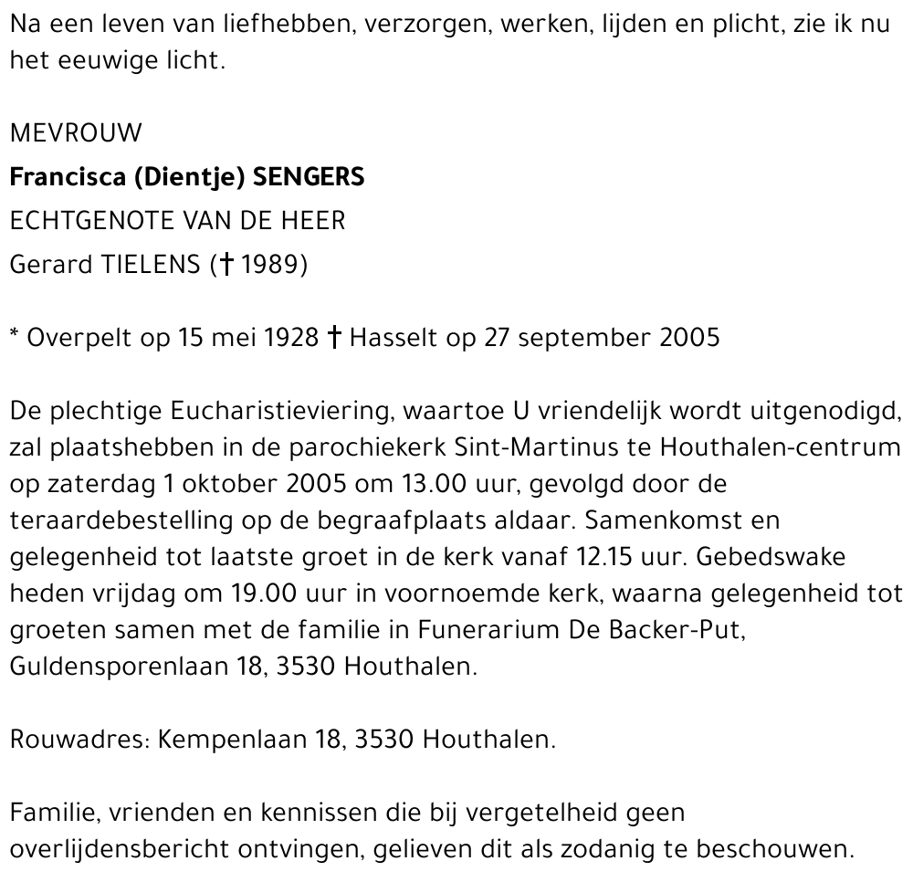 Francisca (Dientje) Sengers