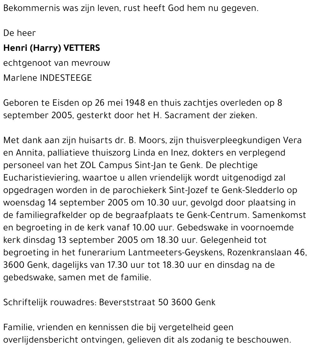 Henri (Harry) VETTERS