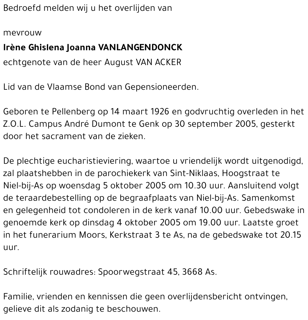 Irène Vanlangendonck