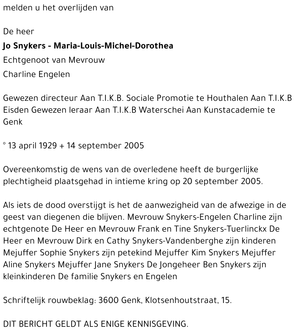 Jo SNYKERS