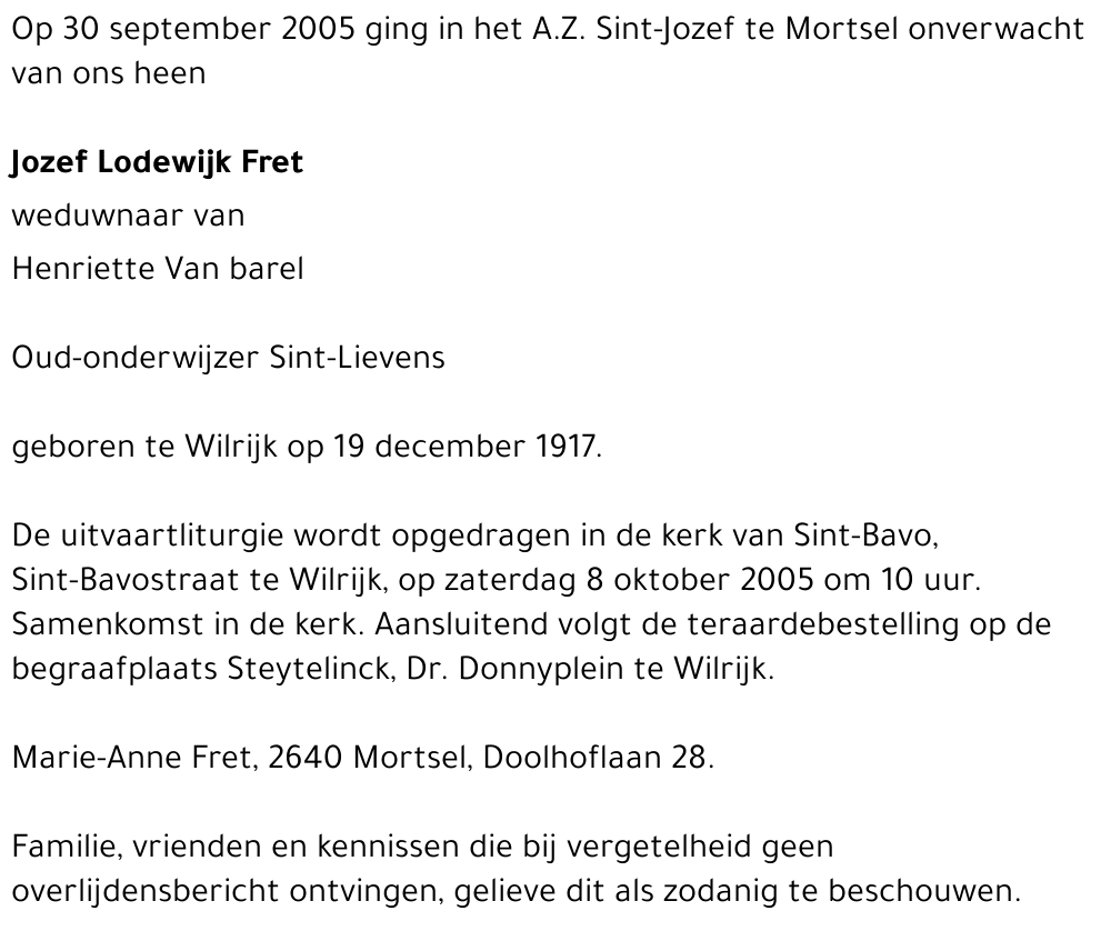 Jozef Lodewijk Fret