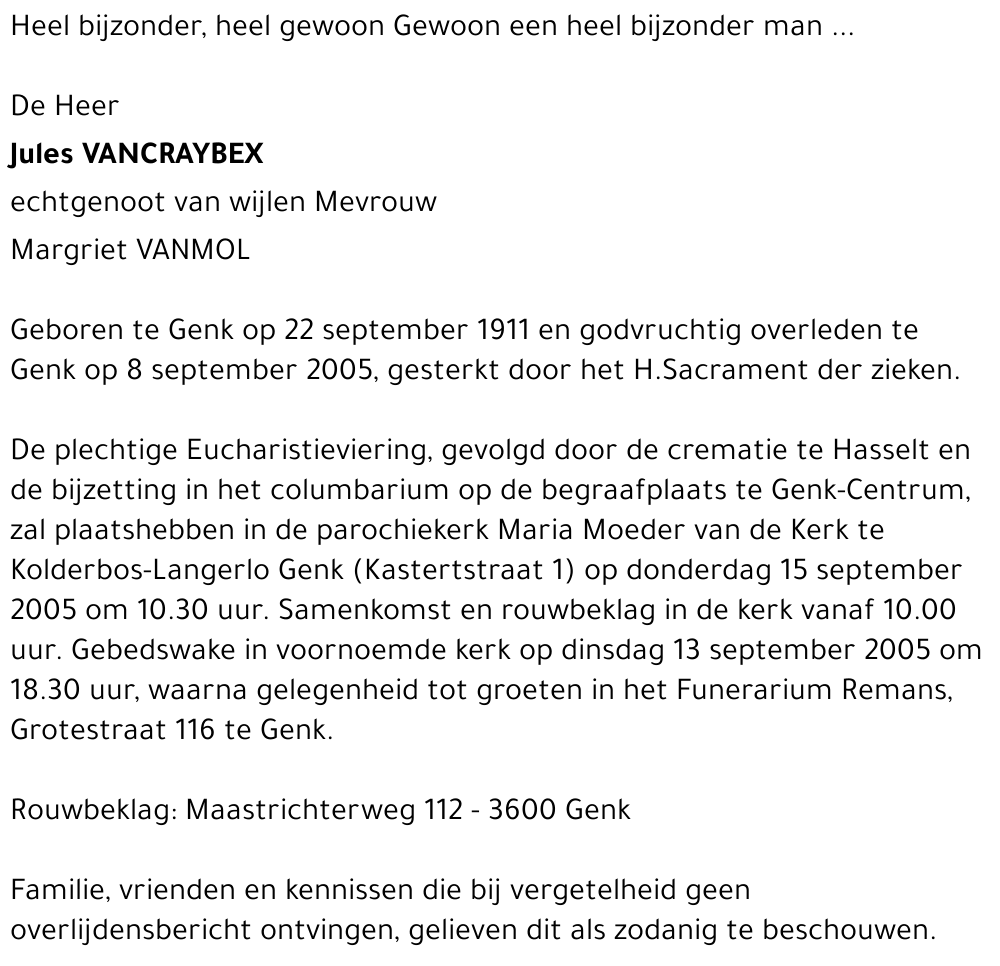 Jules VANCRAYBEX