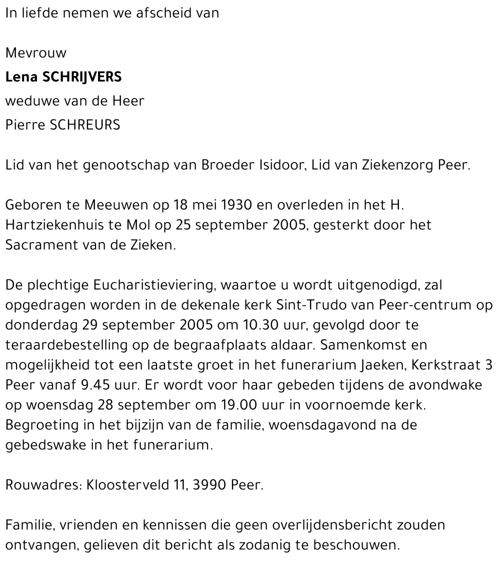 Maria Helena SCHRIJVERS