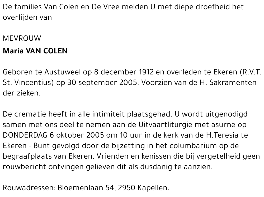 Maria Van Colen