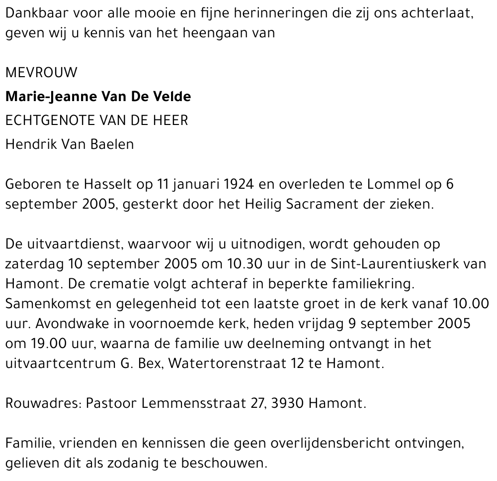 Marie-Jeanne Van De Velde