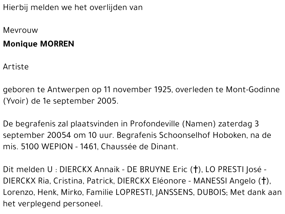 MONIQUE MORREN