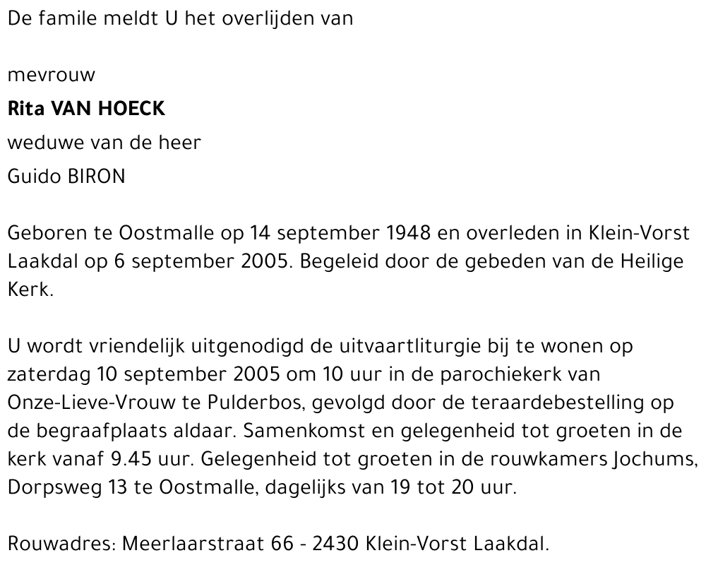 RITA VAN HOECK