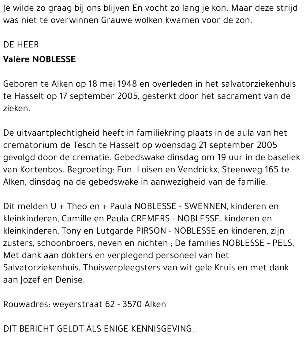 valére Noblessse