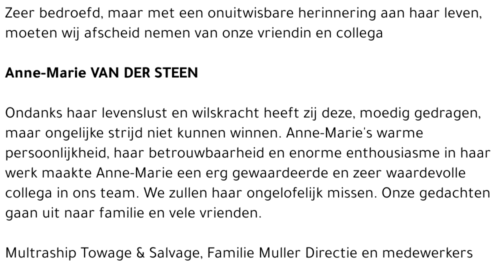 Anne-Marie Van Der Steen