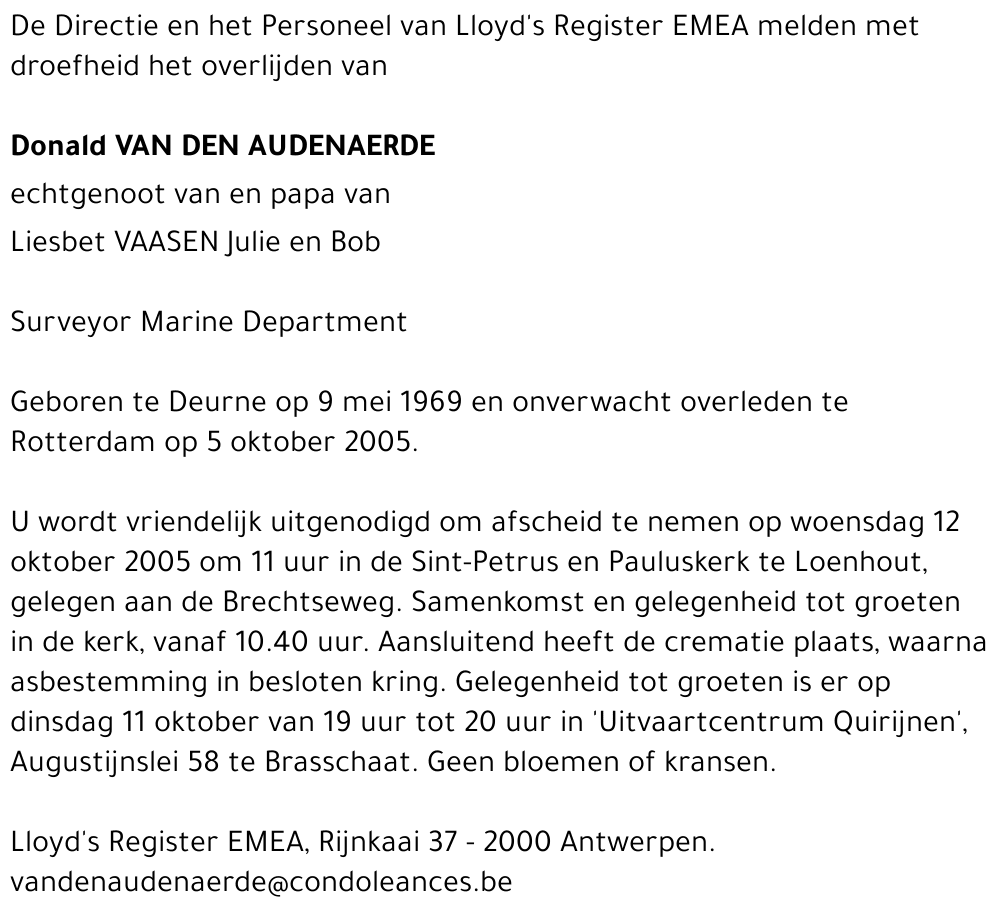 Donald Van den Audenaerde