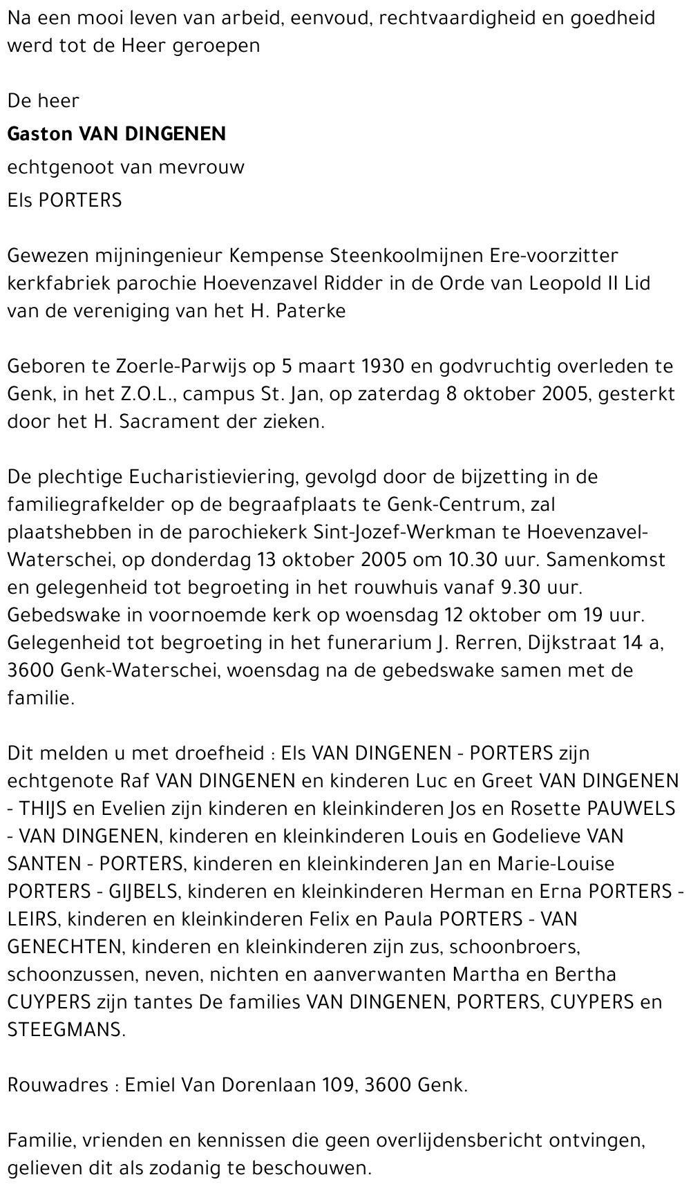Gaston VAN DINGENEN