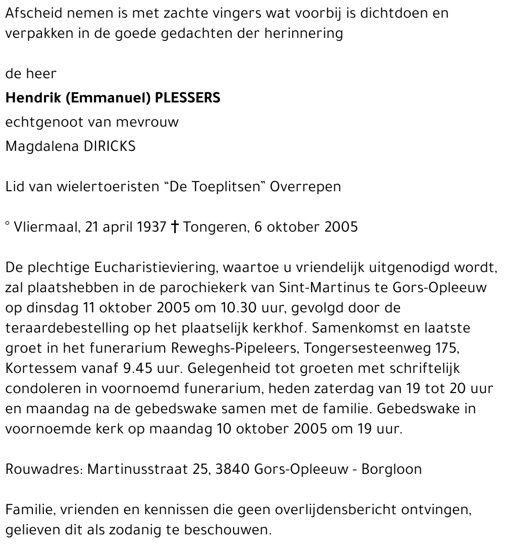 Hendrik Emmanuel Plessers
